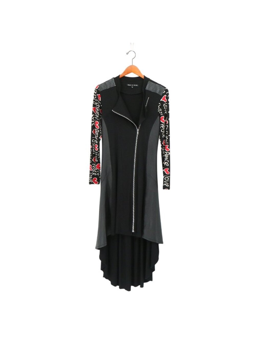 Rock 'N Karma Art to Wear Wearable Art Asymmetric Black Leather Panel Dress M